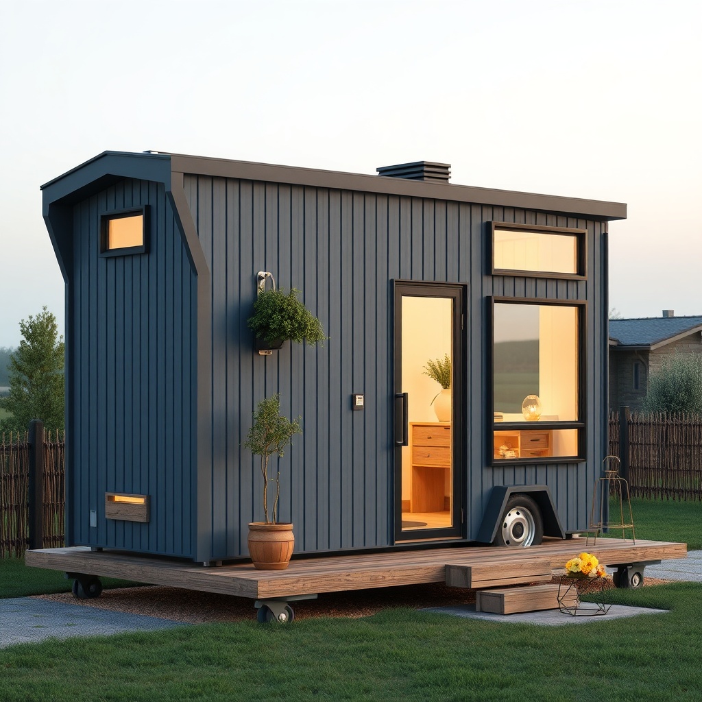 <MiniEv Tiny House Tek Katlı Mobil Ofis modelinin iç mekanı